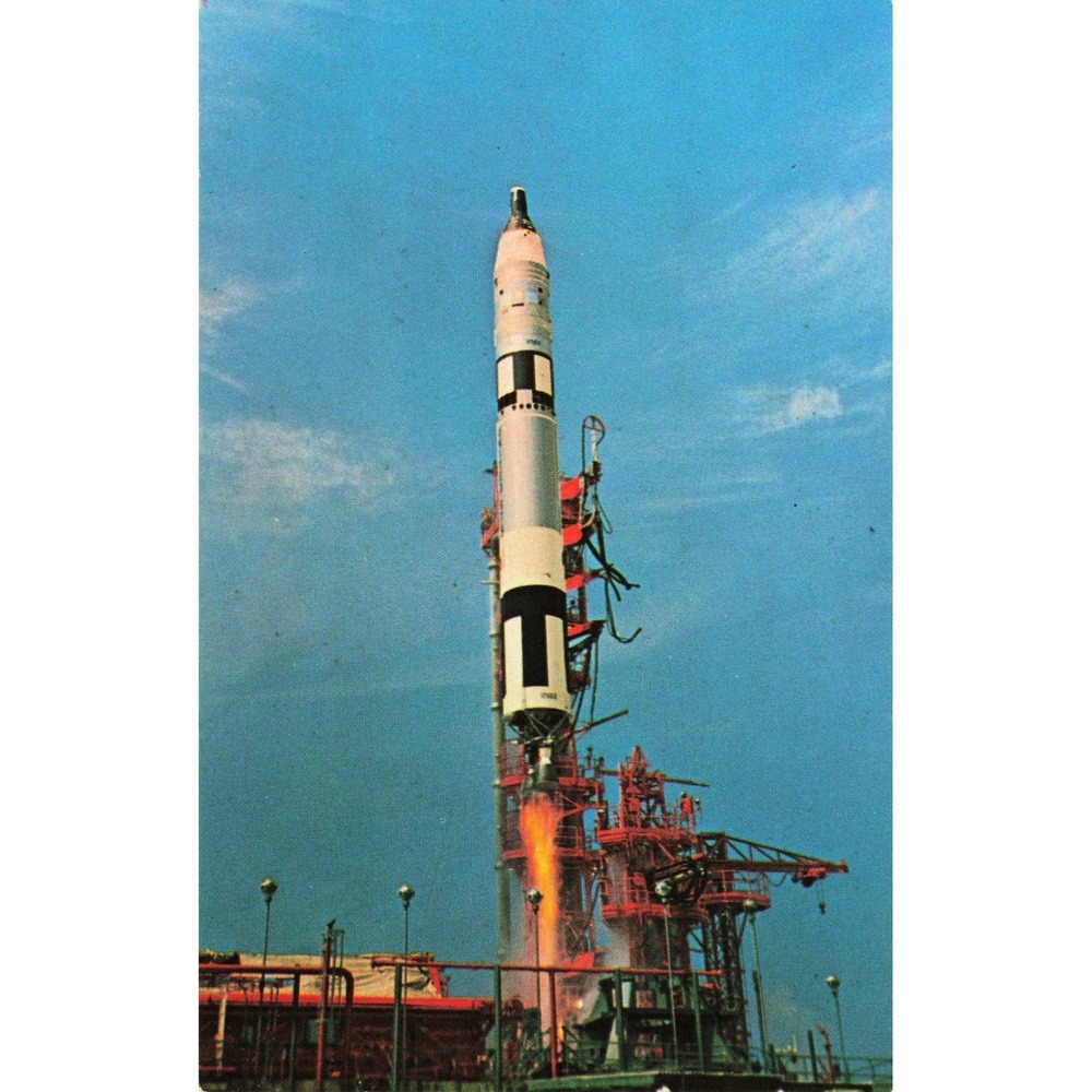 Vintage NASA Gemini-Titan 8 Rocket Launch Postcard Kennedy Space Center 1966 VG